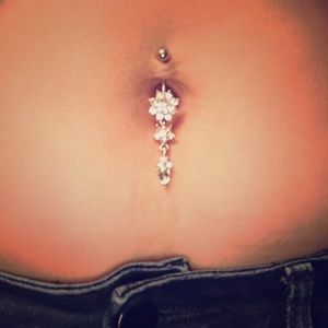 Beautiful dangle CZ belly rings